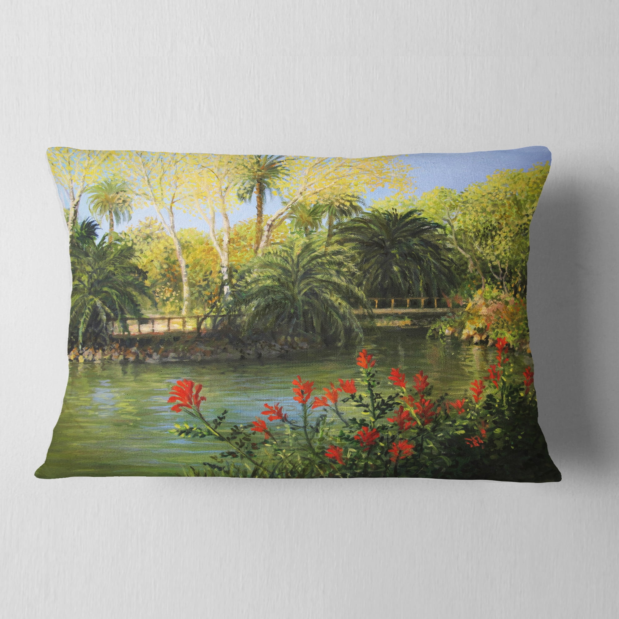 Designart Garden of Eden - Landscape Printed Throw Pillow - 12x20