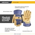 thumbnail image 2 of Guantes de trabajo Wells Lamont de piel de alta resistencia, color azul palma/marrón, talla M, 2 of 7