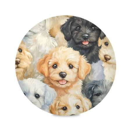 

Round Plate Mat 15.4x15.4 Inchesx4 Placemat Table Mat Kitchen Mat Coffee Mat Fabric Thick Strong Wear-Resistant Heat Resistance Cute Little Gog1