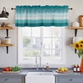 thumbnail image 4 of Teal Turquoise Valances for Windows, Farmhouse Abstract Gradient Wooden Plank Light Filtering Kitchen Curtains, Rod Pocket Window Valance Curtains for Living Room Bedroom, 42" W x 12" L, 2 Panels, 4 of 9