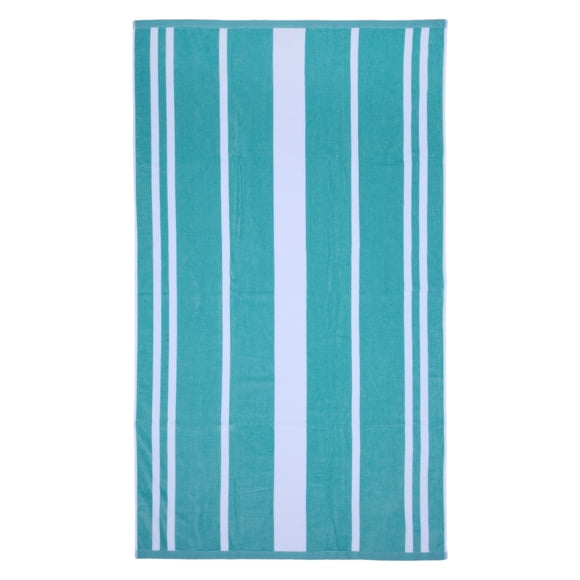 Hometrends Cotton Beach Towel, Reversibe Cabana, Teal & Lime, 40" x 70"