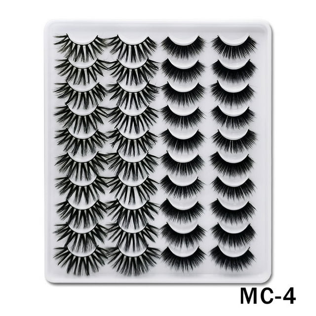 False Eyelashes Faux Mink Lashes 20 Pairs Long Dramatic Fluffy Volume Natural Fake Eyelashes Value Pack MC-4