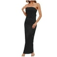thumbnail image 2 of OSFVNOXV Satin Silk Maxi Dress for Women Backless Tube Tops Low Back Hollow Out Bodycon Wrap Strapless Long Dresses Homecoming Prom Wedding Guest, 2 of 7