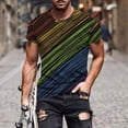 thumbnail image 5 of Afuyipoi Men's Workout T-Shirts,Sport Rainbow Stripe Color Block Print Gym Training Tees Multicolor S, 5 of 6