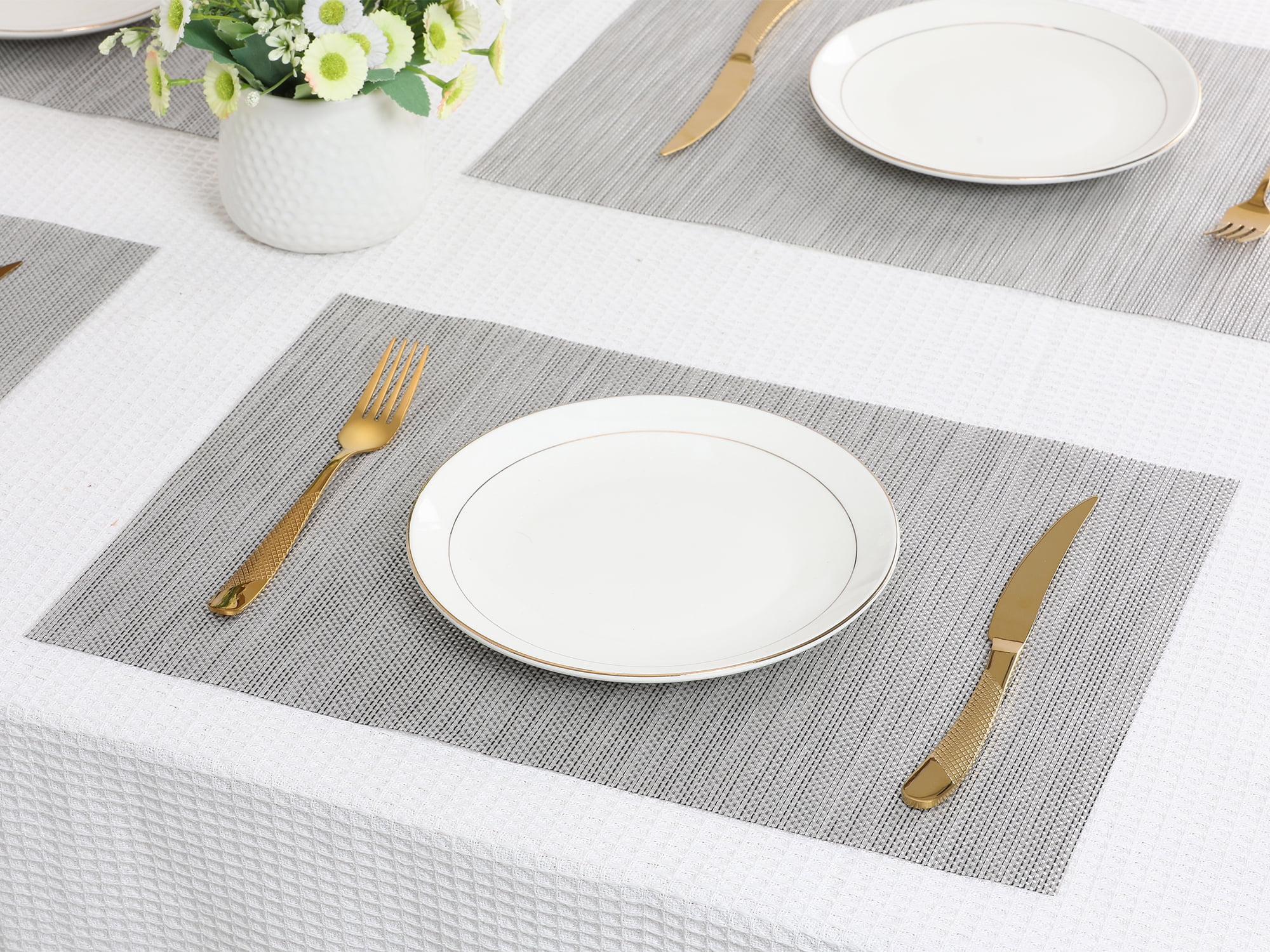 Unique Bargains 8 Pack Washable Placemats for Table Decor Wipeable Place Mat Gray 18x12in