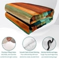 thumbnail image 4 of Quilts Twin XL Size Bedding Set, Orange Teal Wooden Lightweight Quilted Comforter, Farmhouse Striped Modern Art Soft Reversible Bedspread Coverlet with Pillow Covers for All Season, 68" x 98", 4 of 9