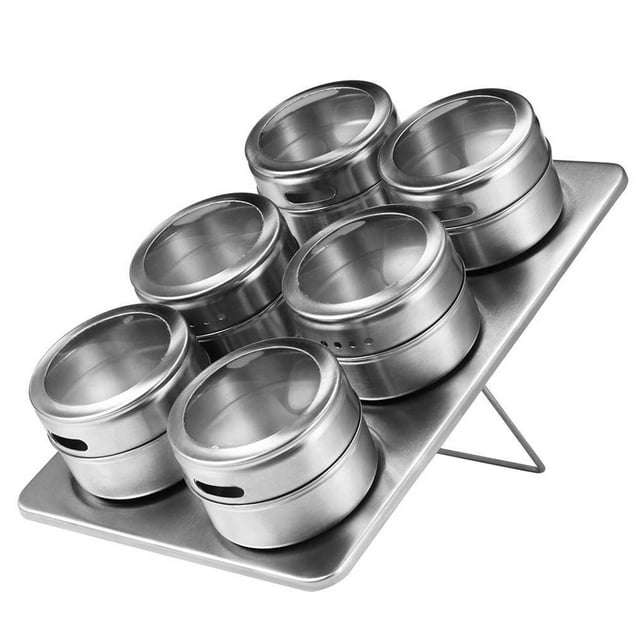 6pcs Magnetic Spice Jars Portable Stainless Steel Spice Jars,Seasoning Can,Seasoning Jars Seasoning Can Storage Containers Set