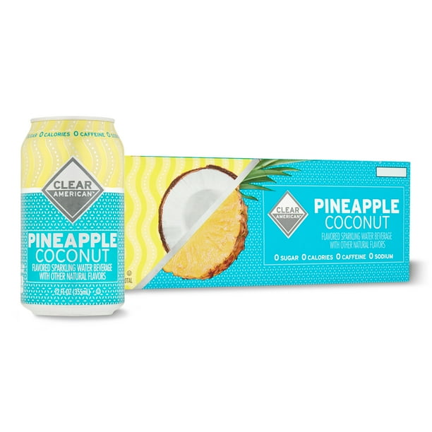 Clear American Pineapple Coconut Sparkling Water, 12 Fl Oz, 12 Pack