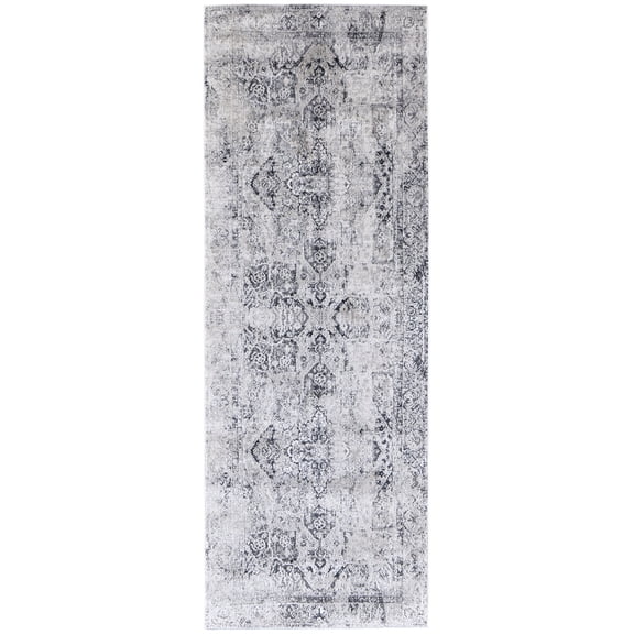 Feizy Jewel Traditional Medallion, Ivory/Black, 2'10" x 7'10" Runner Easy Care Stain Resistant Fade Resistant Vintage Distressed Floor Rug for Living room Bedroom