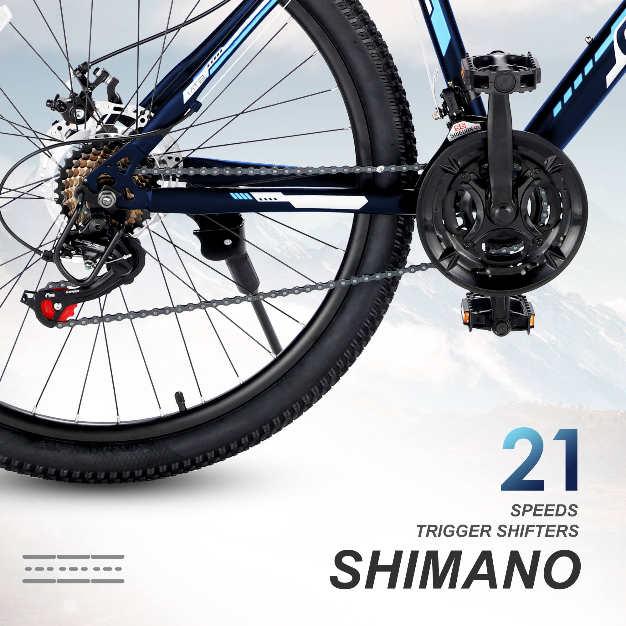 SHIMANO - 08095762377 Full Suspension Mountain Bike for Men, 26 inch Adult