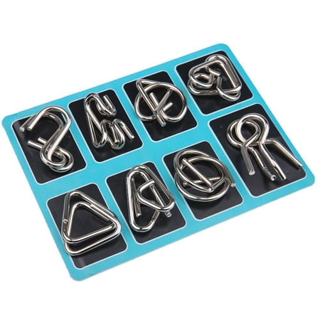 Traditional Chinese Culture Inspired Metal Puzzle Set Eight Varied Difficulties for IQ and EQ Improvement