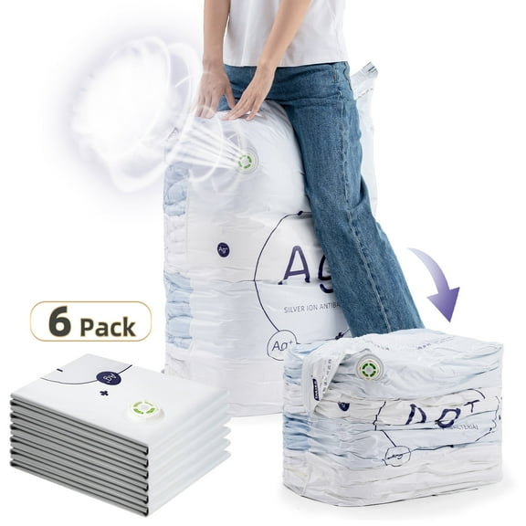 TAILI 6 Pack Vacuum Storage Bags Jumbo Cube (31x40x15 inch) Vacuum Seal Bag for Clothes Comforters Blankets Bedding Sweater Closet Storage