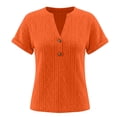 thumbnail image 7 of T Shirts For Women Orange Womens Tops Fashion V Neck With Mesh Cut Out Short Sleeved Elegan Casual Pullover Daily Comfortable Summer Tops, 7 of 7