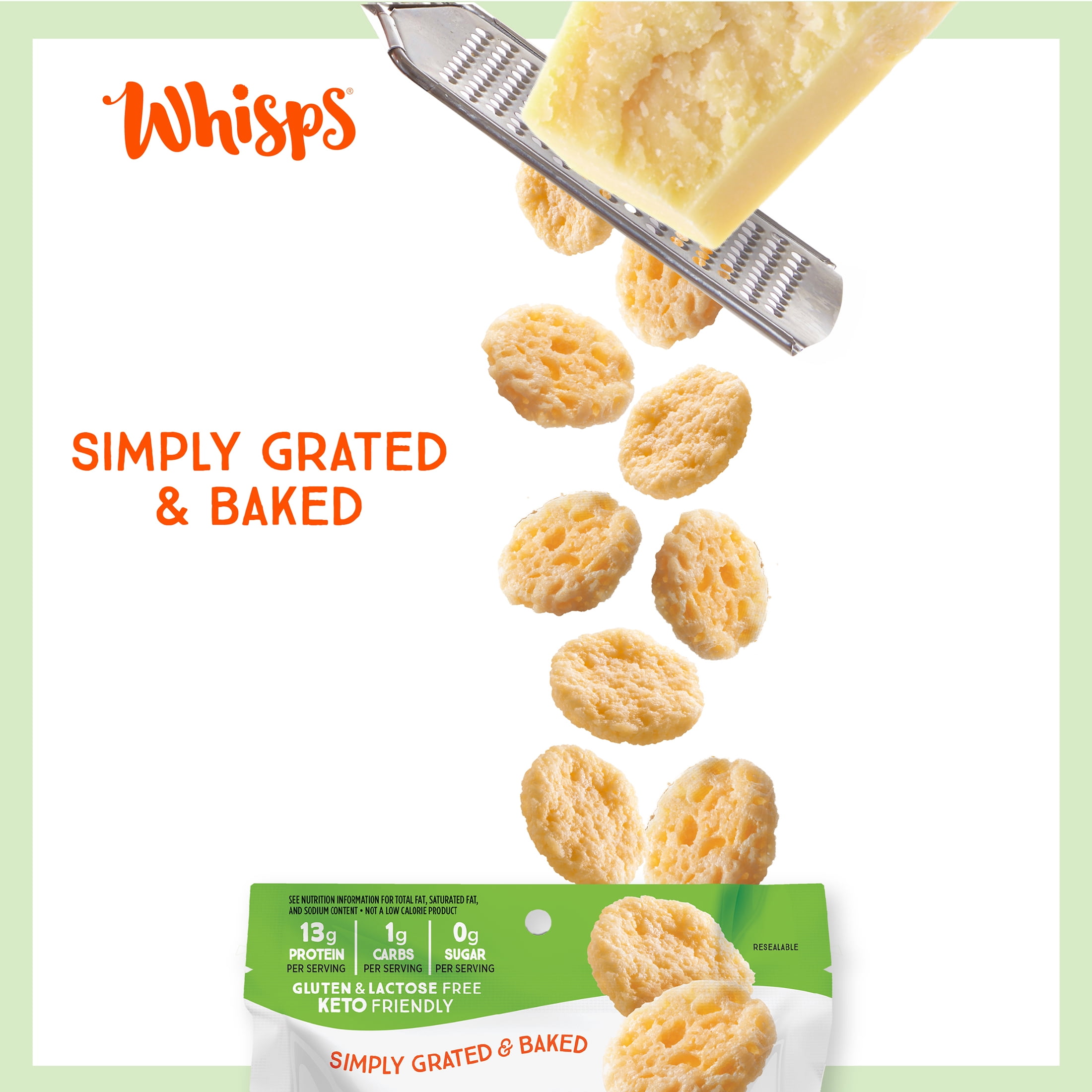 Whisps Parmesan Cheese Crisps, 100% Real Cheese Baked Snack, 1.95 oz