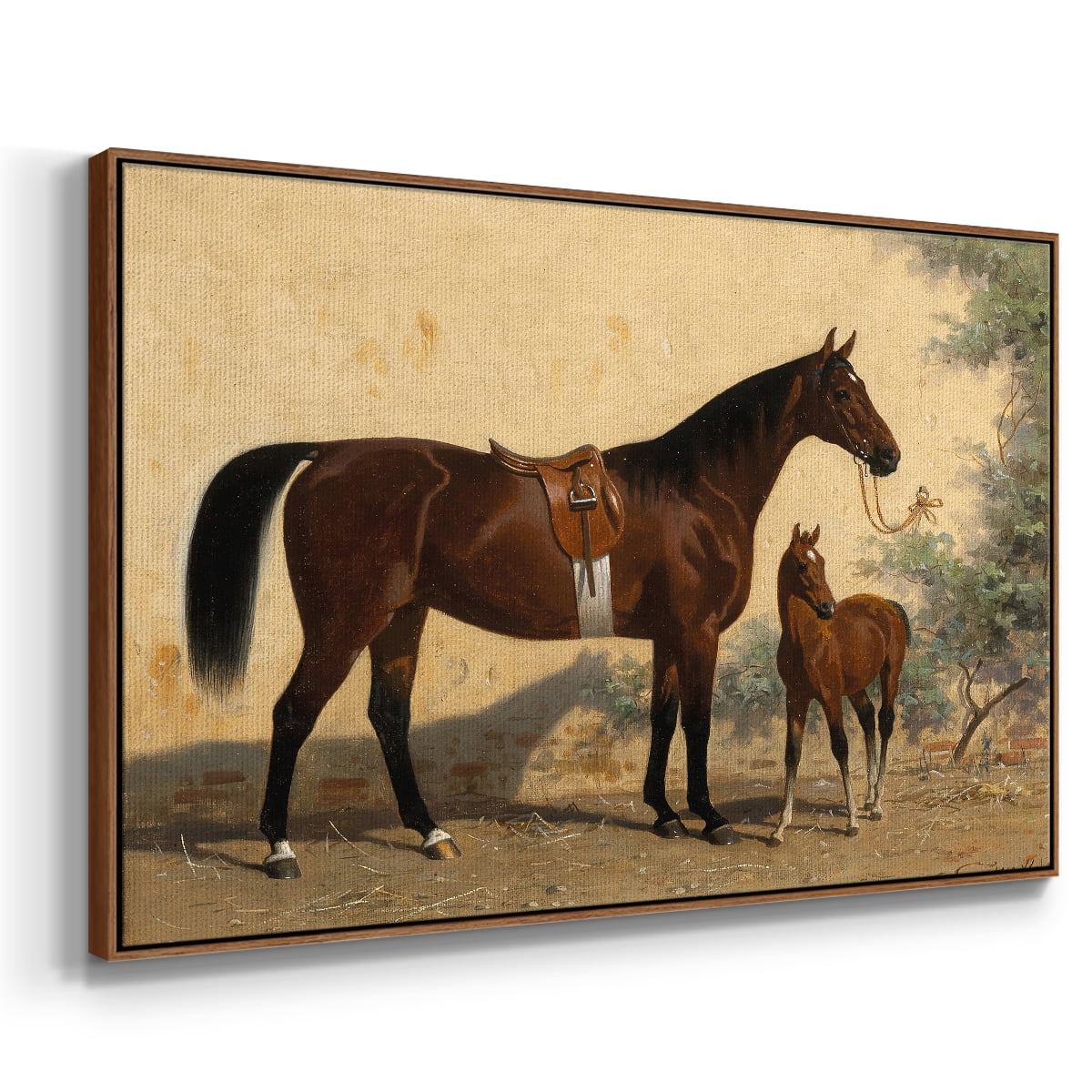 Vintage Animal Print-XLV By Wexford Home Framed in Walnut Wood Gallery Wrapped Canvas 27 in. x 41 in.