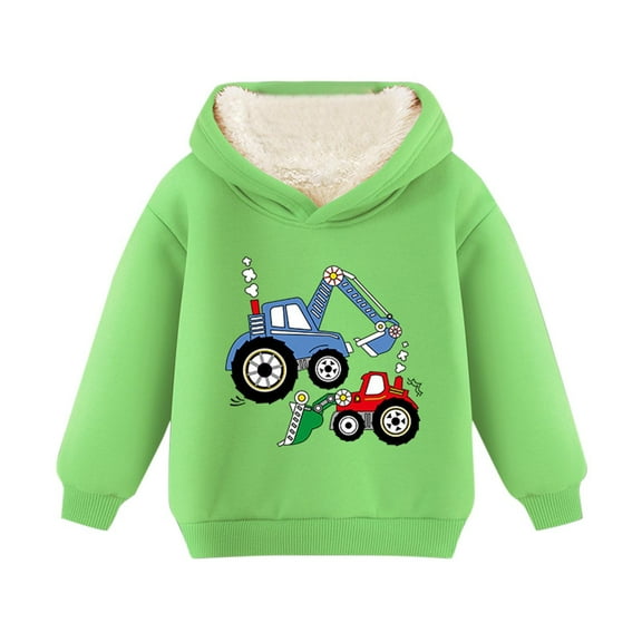 Eltusu Boys Winter Hoodies, Long Sleeve Warm Loose Pullover Boys Sweatshirts Green Size 10-12 T