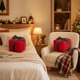 thumbnail image 5 of Christmas Gift Box Shaped Throw Pillow, Velvet Bow Decor, Red or Green Cushion for Sofa Couch Bed, 7.9-Inch, 5 of 8