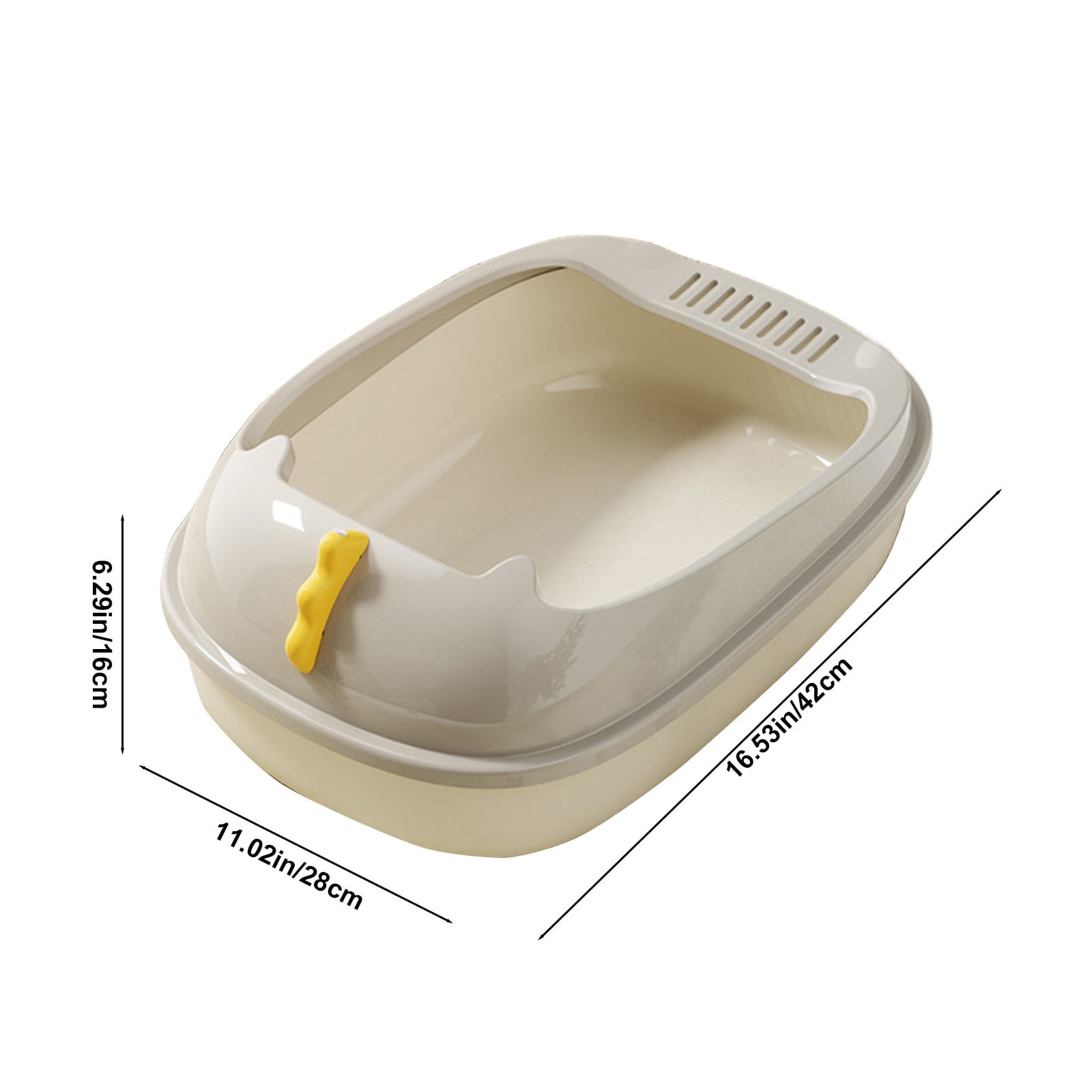 Nsxcdh Semi Enclosed Cat Litter Box,Paper,42x28x16cm,Beige Green Pink Brown,Anti Splash,Easy Clean,Non Slip