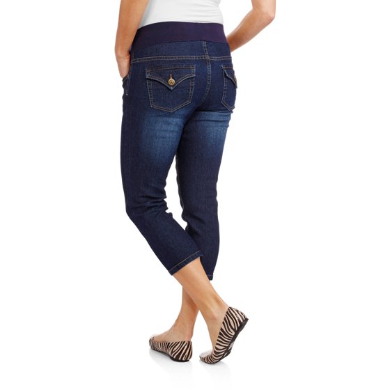 Motherhood Maternity DemiPanel Denim Capris with Back Flap