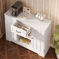 thumbnail image 3 of 45" Coffee Bar Cabinet, Buffet Sideboard with Shelves & Countertop, Storage for Kitchen & Living Room, White, 3 of 7