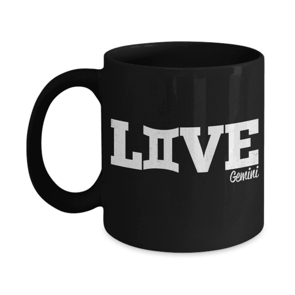 Gemini Lovers Mugs , Love Gemini - Black Coffee Mug Porcelain Tea Cup 11 oz - Great Gift