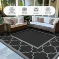thumbnail image 3 of DEORAB Outdoor Rugs Waterproof Plastic Straw Mat 9'x12' Reversible for RV Patio Deck Beach black & Gray, 3 of 5