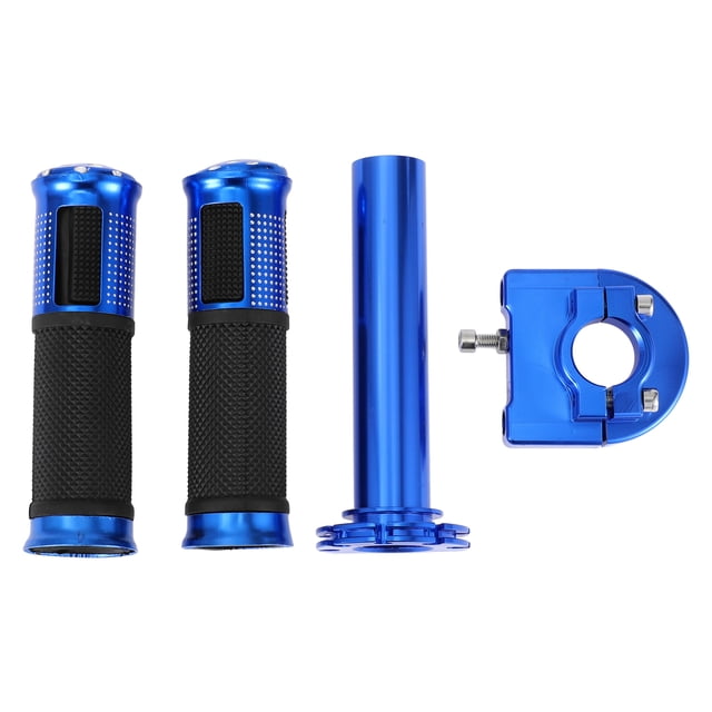 Kit de cubiertas de empuñaduras de motocicleta de 7/8" 22mm 15/16" 24mm, empuñaduras de manillar de aleación de aluminio y goma, azul, 1 juego, patrón de diamante, lado de diamante a cuadros