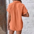 thumbnail image 5 of Craaazy Ladies Oversized Short Sleeve Tunic Tops, Lightweight Cotton Shirt, Turndown Collar Button Up Blouse with Chest Pockets for Everyday Outfits Gifts, 5 of 6