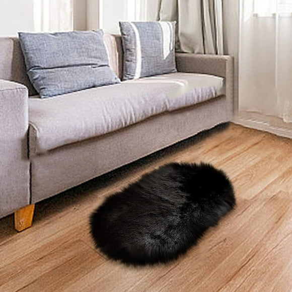 Meitianfacai Super Soft Faux Sheepskin Area Rugs For Bedroom Floor Carpet Faux Rug Bedside Rugs, Black