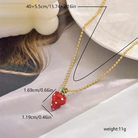 Copper Zircon Strawberry Butterfly Heart Multi Pendant Necklace Gold Plated Elegant Jewelry for Women