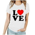 thumbnail image 2 of Goodtrade8 Valentines Womens Shirts Plus Size Short Sleeve Girls Valentine Crew Neck Heart Love Casual Printed Womens Tops, 2 of 6