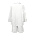 thumbnail image 6 of MAIHAN Linen Sets for Women 2 Piece Long Sleeve Shirt and Ruffle Shorts Women Shorts Sets Outfits Lounge Matching Set Tracksuit Two Piece Outfit, 6 of 8