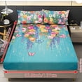 thumbnail image 2 of ZIATUBLES 3-Piece Queen Size Sheet Set Soft Polyester Bedding with Blue Flower Butterfly Print Cooling and Cozy All-Season Bedding 1 Fitted Sheet and 2 Pillowcases, 2 of 5