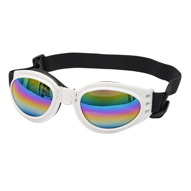 1Pc Dog Sunglasses Eye Wear Protection Collapsible Pet Goggles UV Protection Goggles with Strap(White)