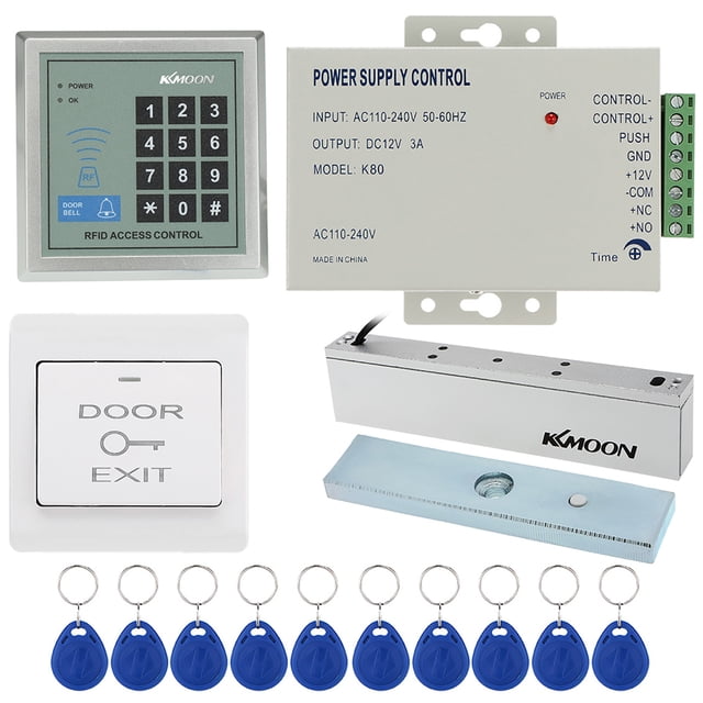TFixolDoor Entry Access Control System Kit Password Host Controller + 180KG/396lb Electric Magnetic Lock + Door Switch + DC12V Power Supply + 10pcs 125KHz RFID Cards