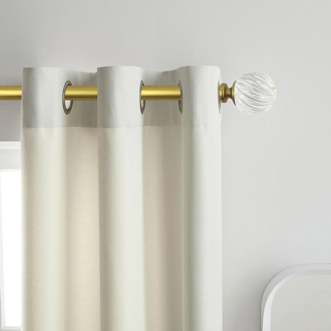 Better Homes & Gardens 1" Gold Twisted Clear Sphere Adjustable Single Curtain Rod, 42"-120"