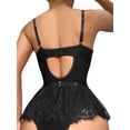 thumbnail image 2 of MINTREUS Lingerie for Women Sexy Rhinestone Heart Garter Underwire Floral Lace Mesh Sheer Babydoll Lingerie Teddy Bodysuit Skirt Set, 2 of 8