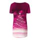 thumbnail image 4 of Camiseta Impresa con Cuello en V de Manga de Raglan de la Parte Trasera Larga Delantera Corta de las Mujeres de Navidad, Vacaciones Informales, 4 of 7