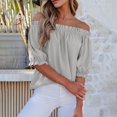 thumbnail image 4 of Bovemsi Long Sleeve Shirts for Women Comfort Off The Shoulder Puff Short Sleeve Casual Fashion Tops for Women Trendy M, 4 of 5