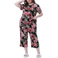 thumbnail image 2 of Conjunto de pijama de mujer de tallas grandes Agnes Orinda, pijama de manga corta, ropa de dormir suave, conjunto de lounge 3X negro, 2 of 6