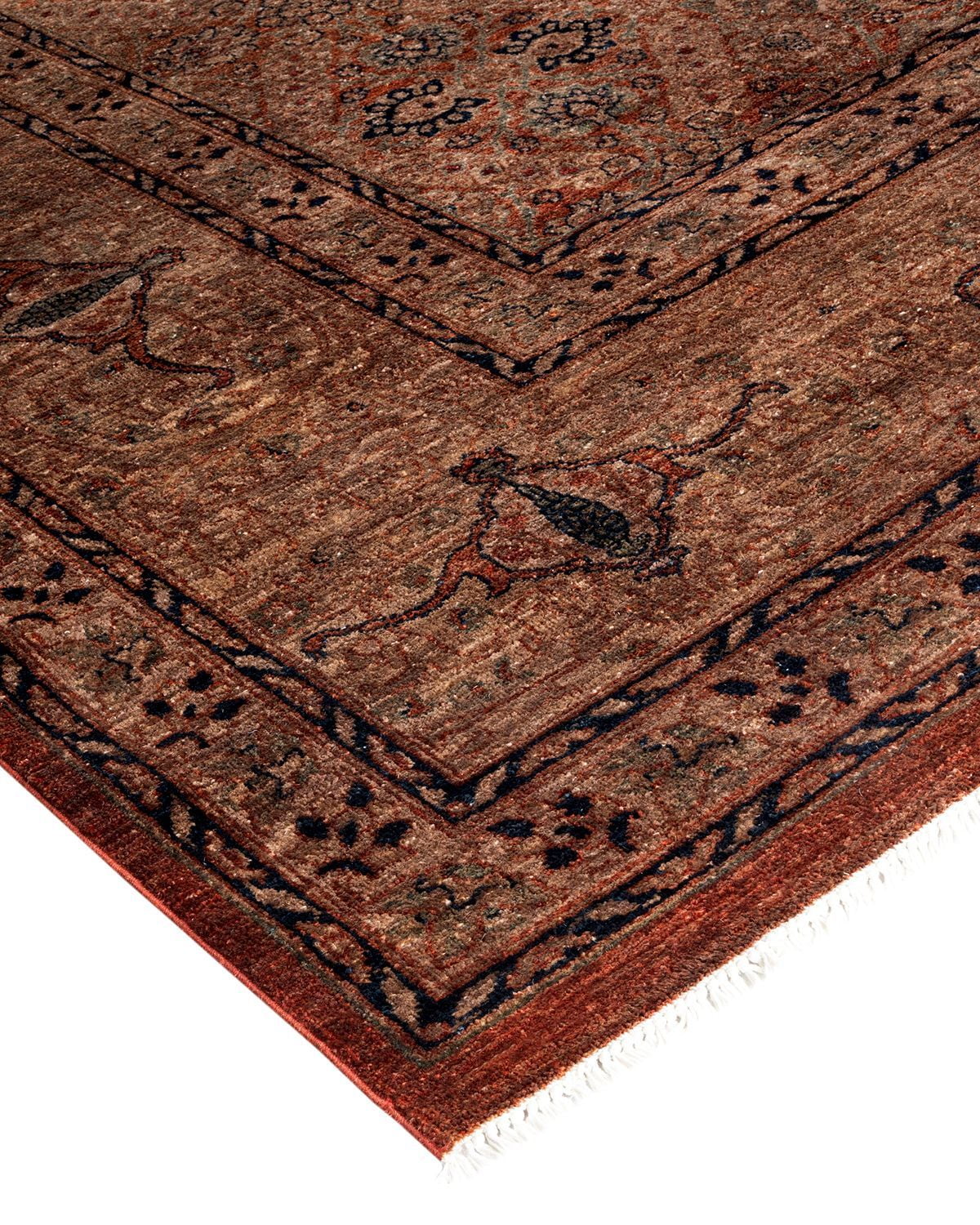 Hand-Knotted Wool Overdyed Contemporary Brown Area Rug 8' 3" x 11' 6"