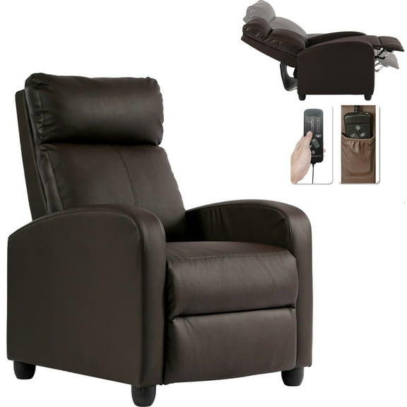 YRLLENSDAN Living Room Recliner Chair with Massage, Adjustable PU Leather Single Sofa Chair for Bedroom Ergonomic Reading Chairs for Adults Accent Seating Chair with Padded Backrest