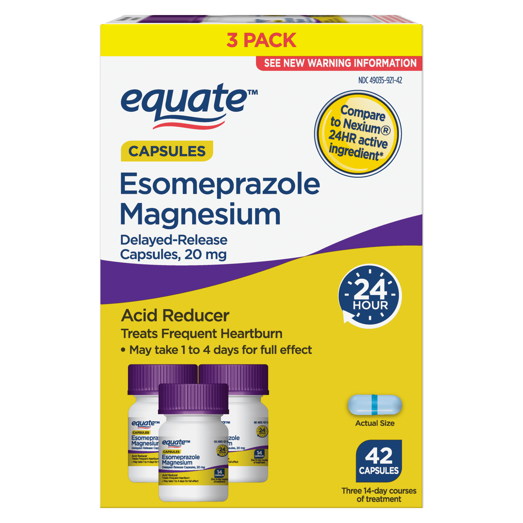 Equate Esomeprazole Magnesium Acid Reducer 20 mg Delayed Release Capsules, 42 Count
