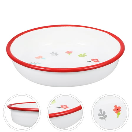 HONITANO 1Set Vintage Enamel Plate For Hotel And Kitchen Storage Plate Round Shape