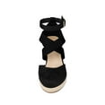 thumbnail image 5 of BLISSFUL STEP Women's Espadrilles Wedge Sandals Platform Close Toe Cross Strap Sandal Black 6, 5 of 7
