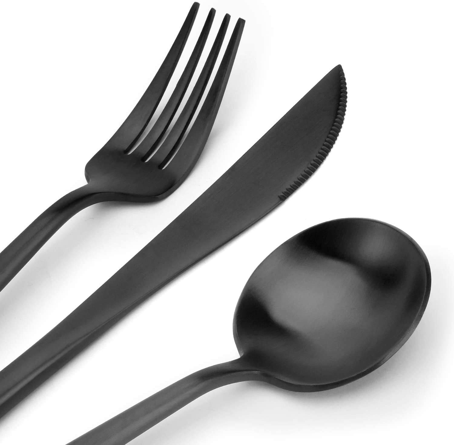 Matte Black Silverware Set Stainless Steel Satin Finish Flatware Cutlery Set  Service for 4, Dishwasher Safe (Matte Black, 20 P) - Bed Bath & Beyond -  33136063
