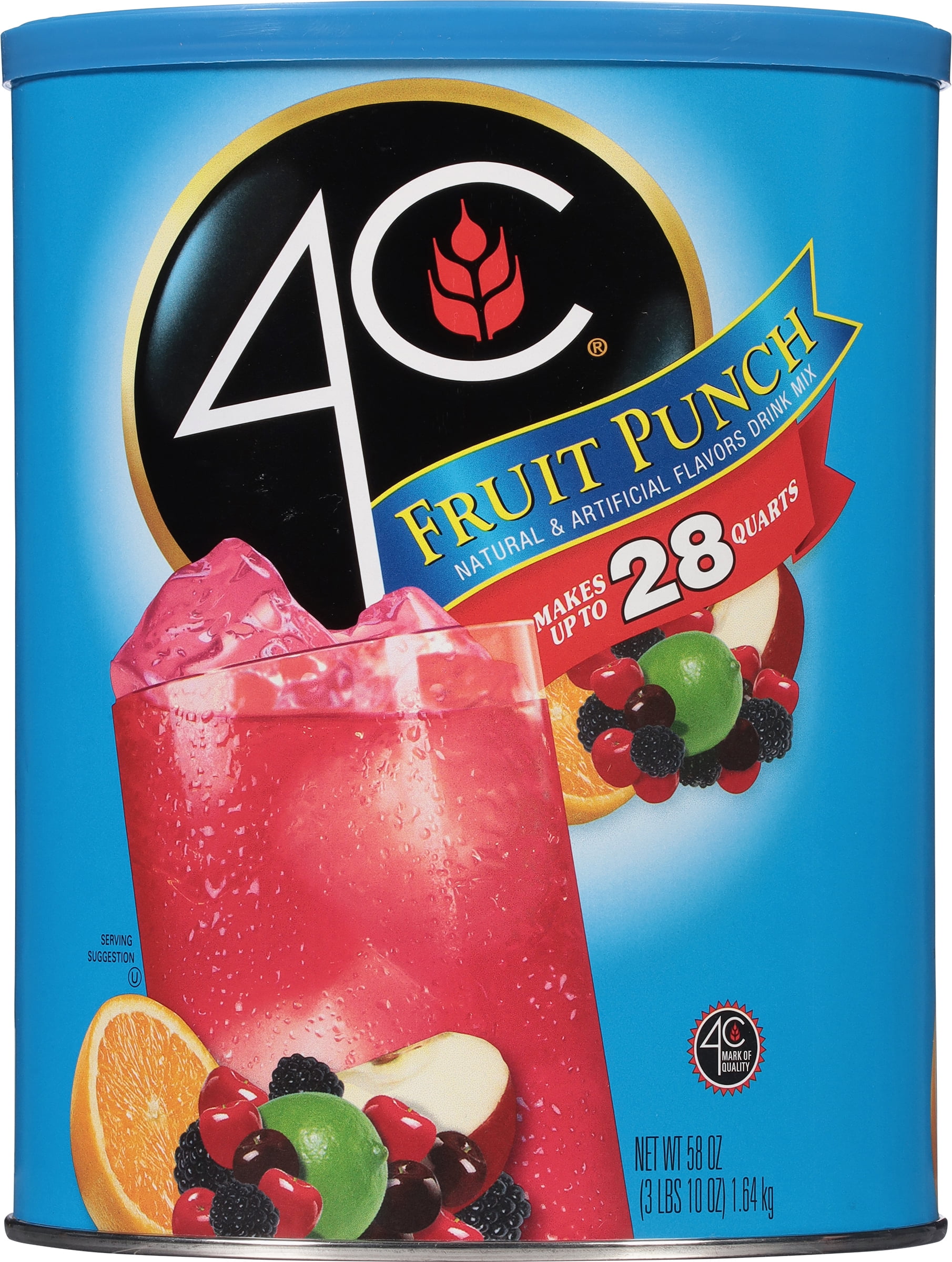 4C Foods 2306284 58 fl oz Fruit Punch Drink Mix Water Enhancer