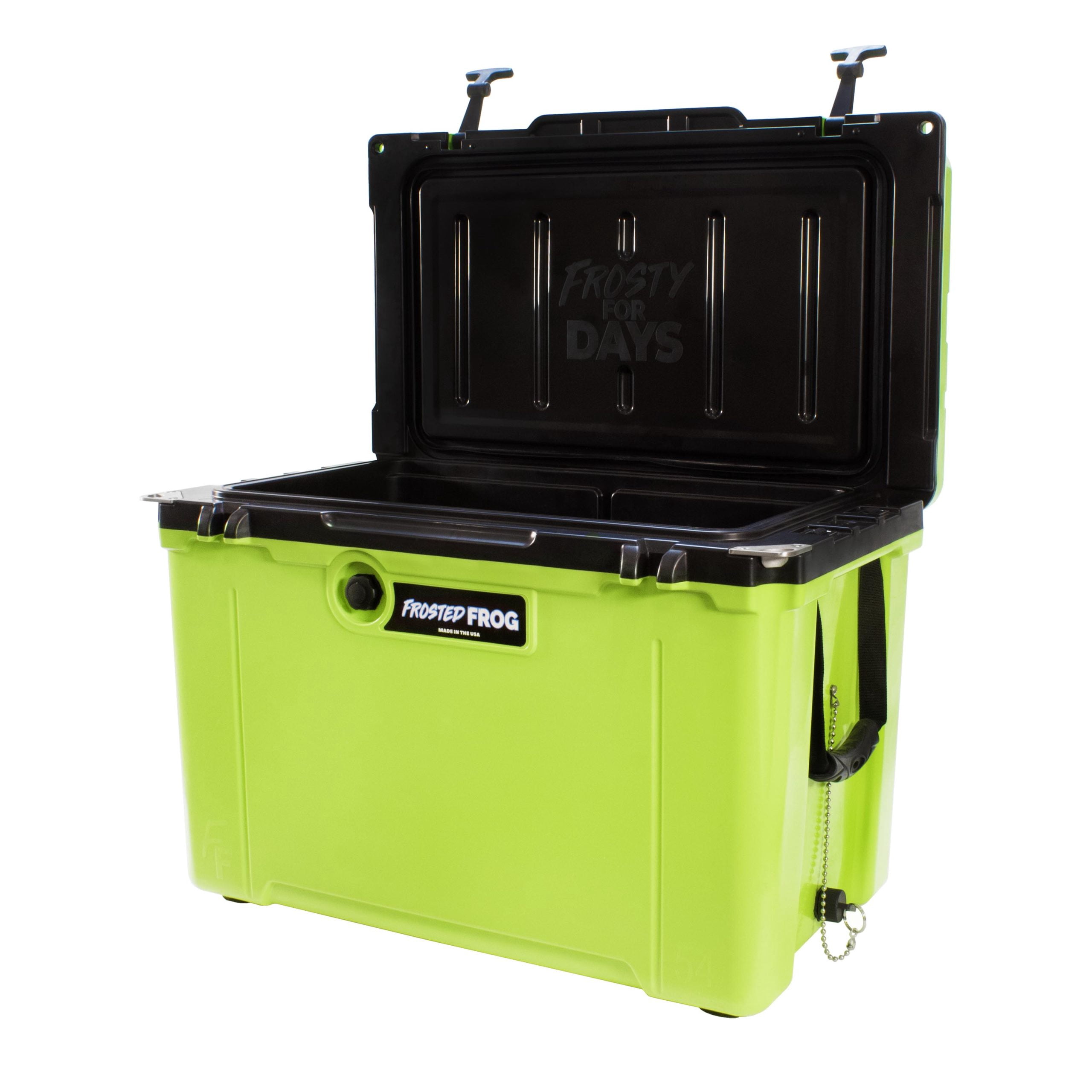 USA MADE Frosted Frog 54QT Green and Black Cooler Hyper-Light Ice Chest with LED Light