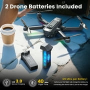 Drones with Camera for Adults 4K, Wefone WF33 GPS Foldable Drone with 4.5 Screen on Remote, 8GB Card, Under 249g, Brushless Motor, 2 Batteries, Gray