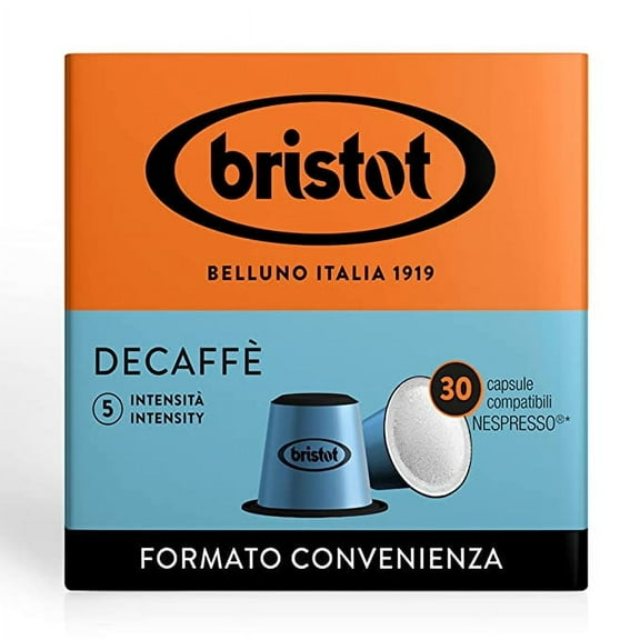 Bristot Decaffeinated Medium Roast Espresso Capsules Compatible with Original Machines | Pack of 30